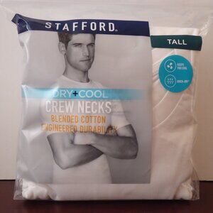 Stafford 4-Pack Mens Big & Tall Dry+Cool Blended Cotton Crew-Neck T-Shirt (TALL)